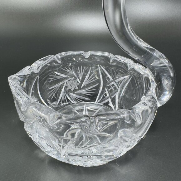 Bohemia Czech Clear Crystal Glass Swan Pinwheel Glass Dish Bowl Duck Bird VTG - Picture 9 of 12